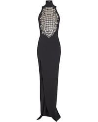 Balmain - Crystal-Embellished Slit Maxi Dress - Lyst