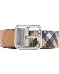 Burberry - Leather Check Reversible B-Buckle Belt - Lyst