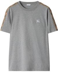 Burberry - Cotton Check-Trim Slim T-Shirt - Lyst