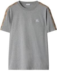 Burberry - Cotton Check-Trim Slim T-Shirt - Lyst