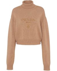 Prada - Wool-cashmere Cropped Rollneck Sweater - Lyst