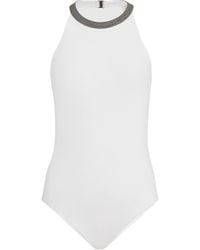 Brunello Cucinelli - Precious Monili Halterneck Swimsuit - Lyst