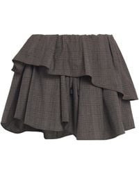 Acne Studios - Wool-Blend Check Ruffle Mini Skirt - Lyst
