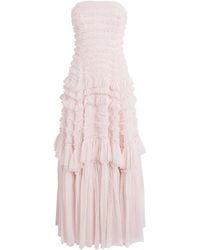 Needle & Thread - Ruffle Strapless Valentine Maxi Dress - Lyst