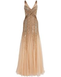 Pamella Roland - Tulle Embellished V-Neck Gown - Lyst