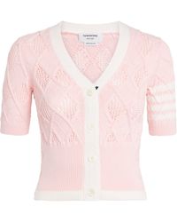 Thom Browne - Argyle Pointelle Knit Cardigan - Lyst