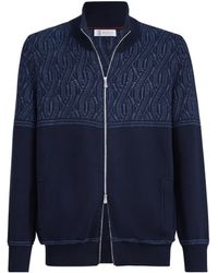 Brunello Cucinelli - Cotton Geometric Jacquard Cardigan - Lyst
