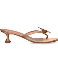 AMINA MUADDI - Satin Flower Vittoria Heeled Sandals 45 - Lyst