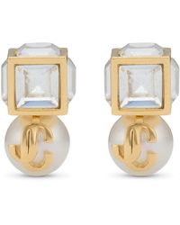Jimmy Choo - Faux Pearl Cube Logo Earrings - Lyst