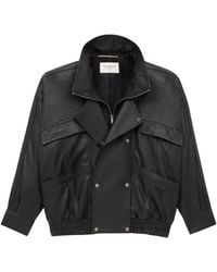 Saint Laurent - Leather Bomber Jacket - Lyst