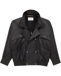 Saint Laurent - Leather Bomber Jacket - Lyst