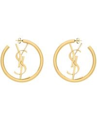 Saint Laurent - Cassandre Logo Hoop Earrings - Lyst