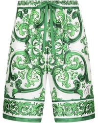 Dolce & Gabbana - Silk Majolica Print Shorts - Lyst