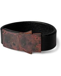 Parts Of 4 - Leather And Burned Brass Box Lock Bracelet - Lyst