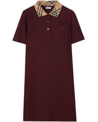 Burberry - Cotton Check-Collar Polo Shirt Mini Dress - Lyst