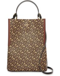 Burberry E-canvas Monogram Peggy Bucket Bag - Brown