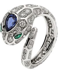 BVLGARI - Diamond And Sapphire Serpenti Ring - Lyst