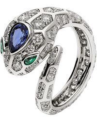 BVLGARI - Diamond And Sapphire Serpenti Ring - Lyst
