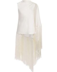 Self-Portrait - Satin Fringe-Scarf Top - Lyst