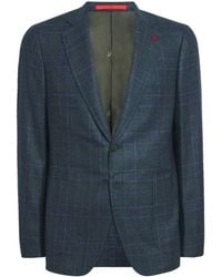 Isaia - Wool-Silk-Cashmere Check Capri Blazer - Lyst