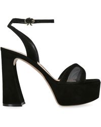 Gianvito Rossi - Mesh And Suede Platform Sandals 105 - Lyst