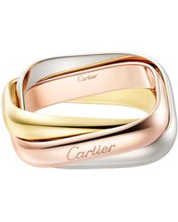 Cartier - Medium Yellow, White And Rose Gold Trinity Ring - Lyst