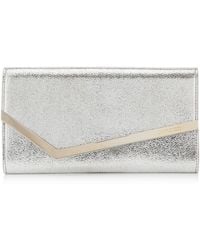 Jimmy Choo - Champagne Leather Clutch Bag With Glitter - Lyst