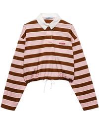 Prada - Cotton Stripe Lisle Polo Shirt - Lyst