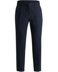 BOSS - Linen-Blend Drawstring-Waist Tailored Trousers - Lyst
