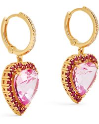 Nadine Aysoy - Yellow Gold, Diamond And Sapphire Le Cercle Heart Earrings - Lyst