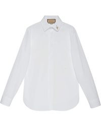 Gucci - Embroidered Cotton Poplin Shirt - Lyst