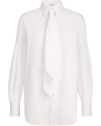 Brunello Cucinelli - Cotton-Blend Tie-Detail Shirt - Lyst