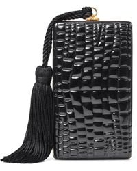 Aspinal of London - Patent Leather Croc-Embossed Paloma Box Clutch Bag - Lyst