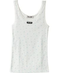 Miu Miu - Cotton Jersey Ribbed Tank Top - Lyst