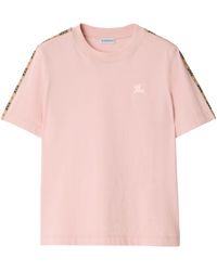 Burberry - Cotton Check-Trim Ekd T-Shirt - Lyst