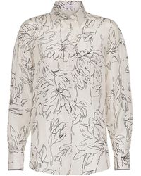 Brunello Cucinelli - Silk Floral Print Shirt - Lyst