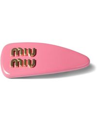 Miu Miu - Leather Logo Hair Clip - Lyst