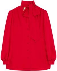Valentino - Silk Tie-Detail Blouse - Lyst