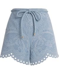 Zimmermann - Embroidered Daylight Denim Shorts - Lyst