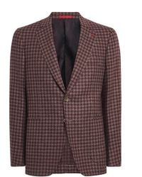 Isaia - Wool-Cashmere-Silk Houndstooth Capri Blazer - Lyst