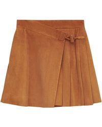 Loewe - Suede Pleated Mini Skirt - Lyst