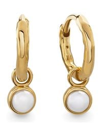 Monica Vinader - Mini Vermeil And Freshwater Pearl Mv Siren Huggie Earrings - Lyst