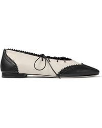 Jimmy Choo - Margot Leather Lace-Up Flats - Lyst