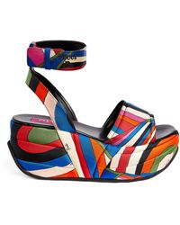 Emilio Pucci - Pucci Silk Pucciami Wedge Sandals 90 - Lyst