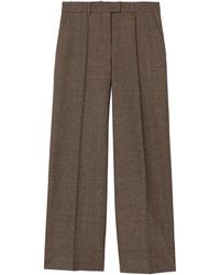 Burberry - Wool-Linen-Blend Check Trousers - Lyst