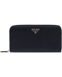 Prada - Large Saffiano Leather Zipped Wallet - Lyst