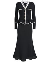 Self-Portrait - Lace-Trim Knitted Midi Dress - Lyst