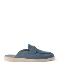 Prada - Suede Triangle Mules - Lyst