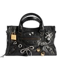 Balenciaga - Small Lambskin Embellished Le City Top-Handle Bag - Lyst