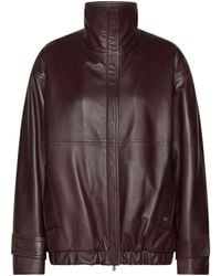 Marella - Gathered Waist Leather Jacket - Lyst